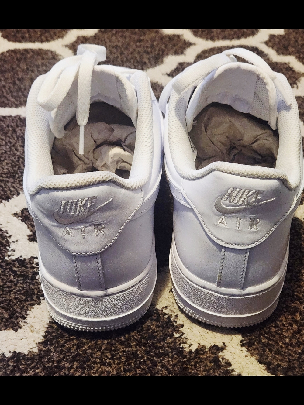 Nike AF1 Inspired Men's White Leather Sneakers - Picture 4 of 5